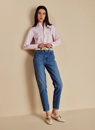 Brooks Brothers Normal Bel Bootcut Paça Slim Fit Mavi Kadın Denim Pantolon BBSS26FDP002