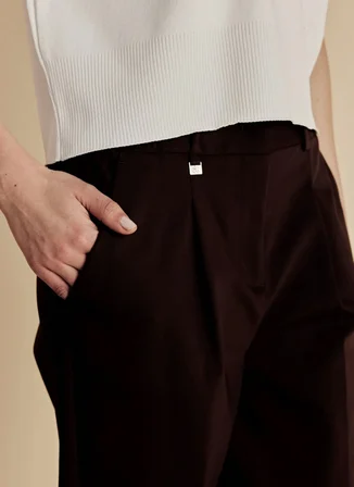 Brooks Brothers Normal Bel Standart Kahve Kadın Pantolon BBSS26FPT007