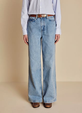 Brooks Brothers Normal Bel Bootcut Paça Normal Buz Mavisi Kadın Denim Pantolon BBSS26FDP001
