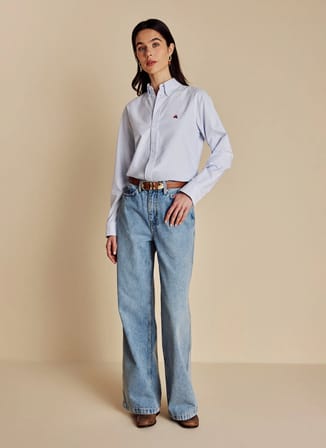 Brooks Brothers Normal Bel Bootcut Paça Normal Buz Mavisi Kadın Denim Pantolon BBSS26FDP001