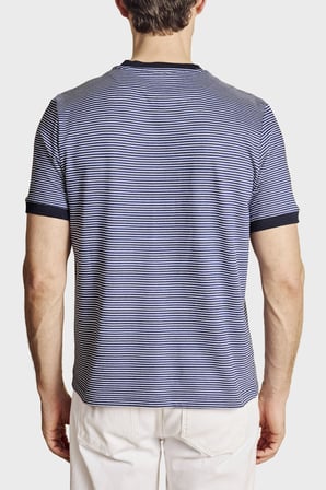 Brooks Brothers Çizgili Bisiklet Yaka T-Shirt Erkek T SHİRT BBSS26MTS022157 LACİVERT-BEYAZ