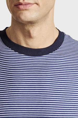 Brooks Brothers Çizgili Bisiklet Yaka T-Shirt Erkek T SHİRT BBSS26MTS022157 LACİVERT-BEYAZ