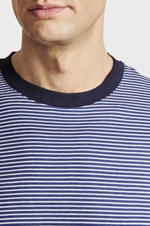 Brooks Brothers Çizgili Bisiklet Yaka T-Shirt Erkek T SHİRT BBSS26MTS022157 LACİVERT-BEYAZ