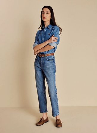 Brooks Brothers Mavi Kadın Standart Denim Pantolon Boot Cut Denim Pantolon
