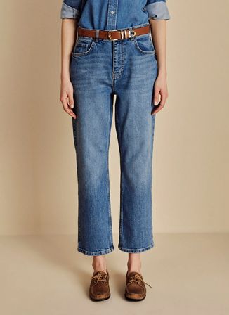 Brooks Brothers Mavi Kadın Standart Denim Pantolon Boot Cut Denim Pantolon
