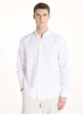 Ted Baker Beyaz Erkek Düğmeli Comfort Fit Oxford Gömlek TBMRSH2060