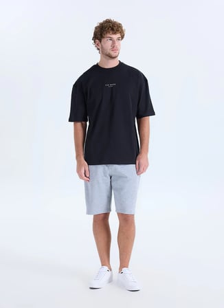 Ted Baker Siyah Erkek Bisiklet Yaka Oversize Baskılı T-Shirt TBMRTS2074