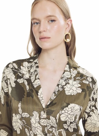 Haki Kadın Rayon Karışımlı Gömlek TBWRSH2033-1