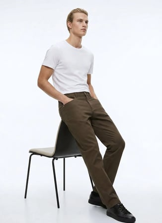 Ted Baker Kahverengi Erkek Straight Denim Pantolon TBMRTR2000