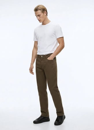 Ted Baker Kahverengi Erkek Straight Denim Pantolon TBMRTR2000