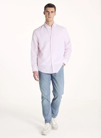 Ted Baker Pembe Erkek Düğmeli Comfort Fit Oxford Gömlek TBMRSH2060