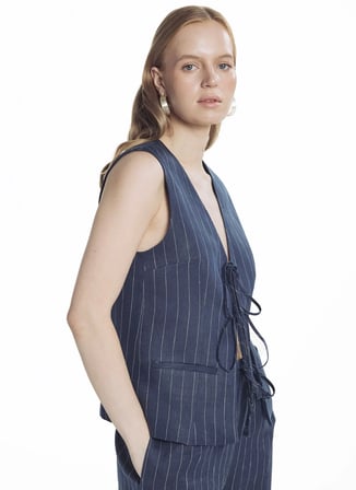 Ted Baker Lacivert Kadın Çizgili Yelek TBWRJC2002