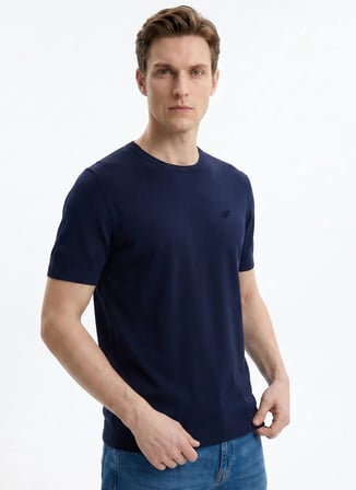 Ted Baker Lacivert Erkek Bisiklet Yaka T-Shirt TBMRKW2014