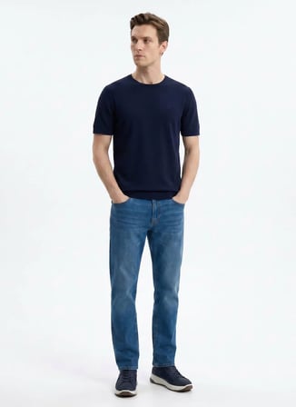 Ted Baker Lacivert Erkek Bisiklet Yaka T-Shirt TBMRKW2014