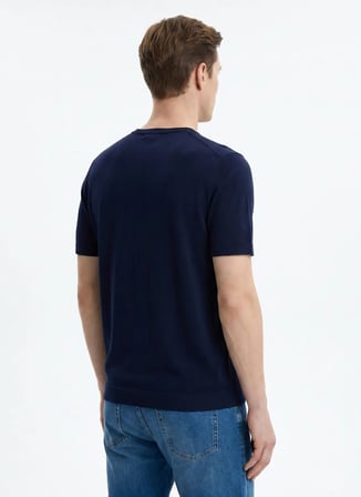 Ted Baker Lacivert Erkek Bisiklet Yaka T-Shirt TBMRKW2014