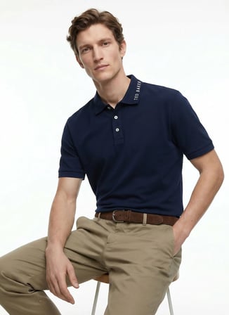 Ted Baker Lacivert Erkek Polo T-Shirt TBMRTS2038