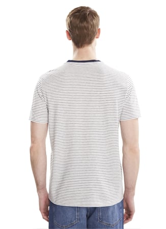 Ted Baker Beyaz-Lacivert Erkek Standart Fit Çizgili T-Shirt TBMRTS2000
