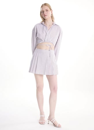 Ted Baker Bej Kadın Pilise Taşlı Şort Etek TBWRSK2023