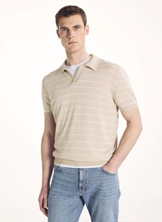 Ted Baker Bej Erkek Standart Fit Çizgili Kazak TBMRKW2002