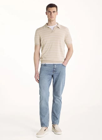 Ted Baker Bej Erkek Standart Fit Çizgili Kazak TBMRKW2002