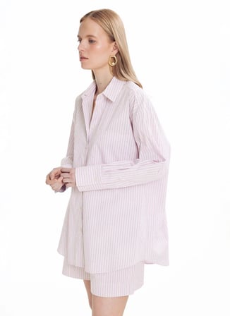 Ted Baker Pembe - Beyaz Kadın Gömlek TBWRSH2082-2