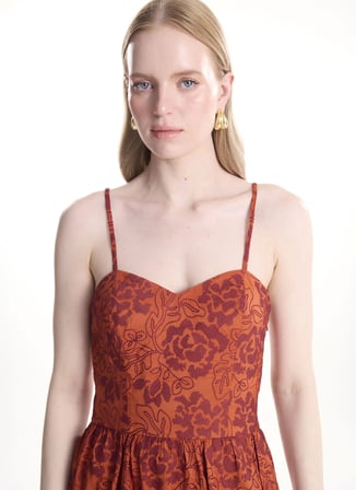Ted Baker Kırmızı Kadın Kalp Yaka Kloş Elbise TBWRDR2012-1