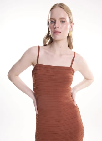 Kiremit Kadın Rayon Karışımlı Elbise TBWRKW2033