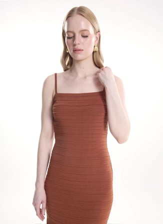 Kiremit Kadın Rayon Karışımlı Elbise TBWRKW2033