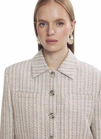 Ted Baker Ekru Kadın Normal Fit Tüvit Ceket TBWRJC1026-5