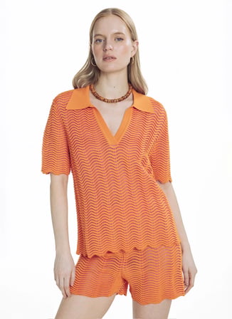 Pembe - Turuncu Kadın Rayon Karışımlı Kazak TBWRKW2000