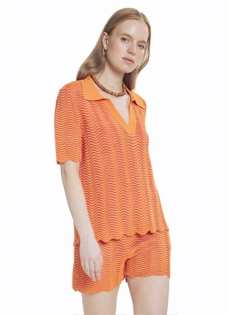 Pembe - Turuncu Kadın Rayon Karışımlı Kazak TBWRKW2000