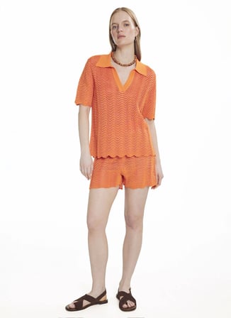 Pembe - Turuncu Kadın Rayon Karışımlı Kazak TBWRKW2000