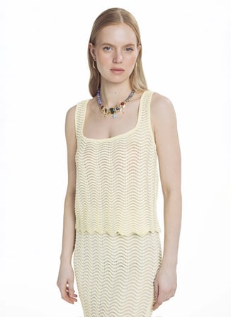Sarı - Mavi Kadın Rayon Karışımlı Atlet TBWRKW2060