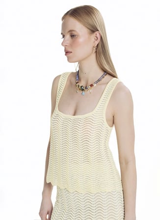 Sarı - Mavi Kadın Rayon Karışımlı Atlet TBWRKW2060
