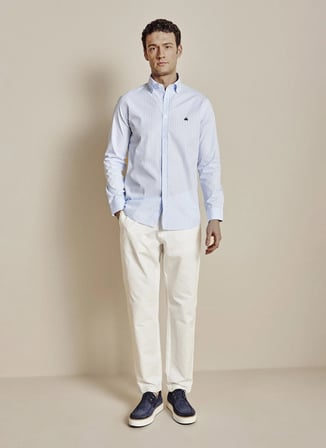 Brooks Brothers Mavi  Erkek Çizgili Gömlek BBSS26MSH052