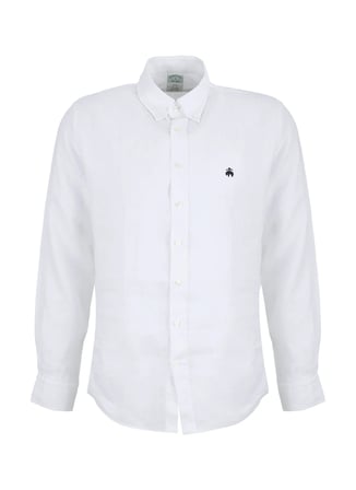 Brooks Brothers Beyaz Erkek Slim Fit Nakışlı Gömlek BBSS26MSH060