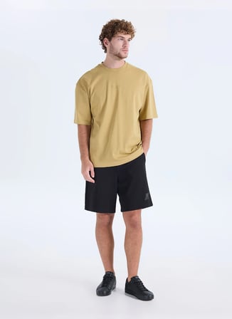 Ted Baker Sarı Erkek Bisiklet Yaka Oversize Baskılı T-Shirt TBMRTS2074