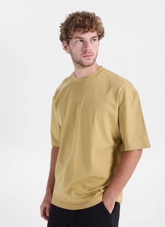 Ted Baker Sarı Erkek Bisiklet Yaka Oversize Baskılı T-Shirt TBMRTS2074