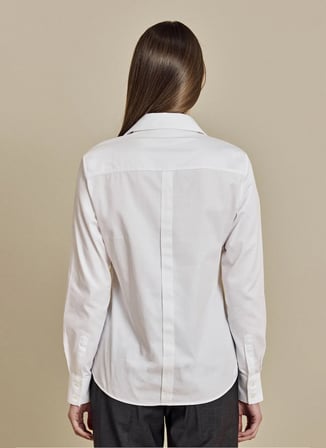 Brooks Brothers Beyaz Kadın Slim Fit Nakışlı Gömlek BBSS26FSH027