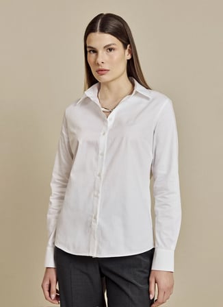 Brooks Brothers Beyaz Kadın Slim Fit Nakışlı Gömlek BBSS26FSH027
