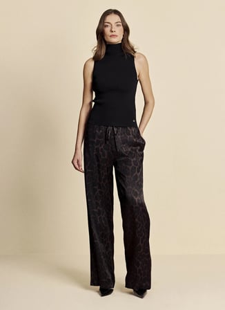 Brooks Brothers Kahverengi Kadın Comfort Fit Leopar Pantolon BBFW26FPT014