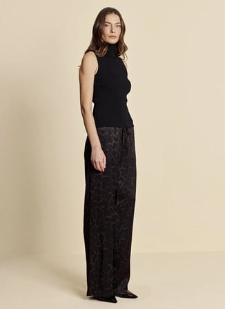 Brooks Brothers Kahverengi Kadın Comfort Fit Leopar Pantolon BBFW26FPT014