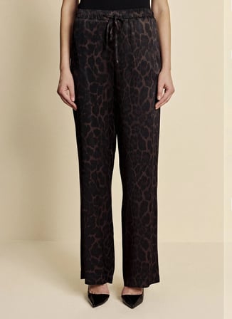 Brooks Brothers Kahverengi Kadın Comfort Fit Leopar Pantolon BBFW26FPT014