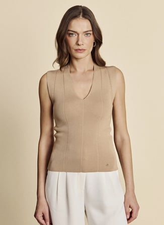 Brooks Brothers Açık Kahve Kadın Fitilli Desen Bluz BBFW26FKB001