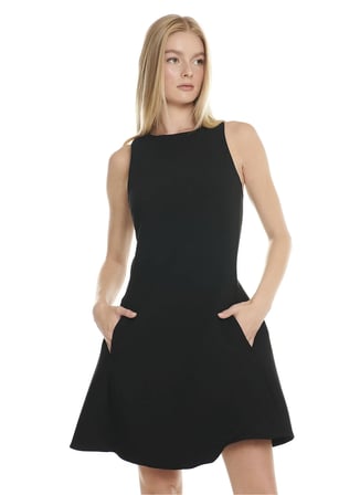 Ted Baker Siyah Kadın Düz Yaka Kloş Elbise TBWRDR3004