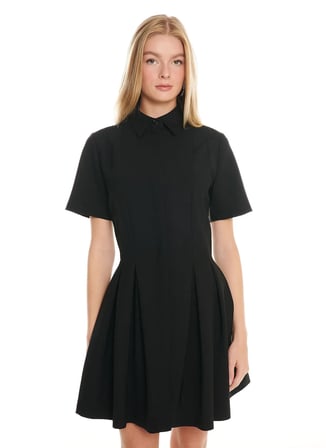 Ted Baker Siyah Kadın Gömlek Yaka Kloş Elbise TBWRDR3018