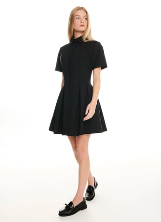 Ted Baker Siyah Kadın Gömlek Yaka Kloş Elbise TBWRDR3018