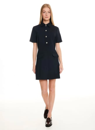 Ted Baker Lacivert Kadın Gömlek Yaka Regular Fit Elbise TBWRDR3025