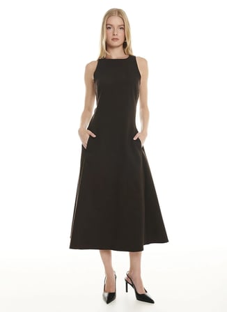 Ted Baker Kahverengi Kadın Düz Yaka Kloş Elbise TBWRDR1030-7