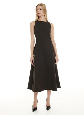 Ted Baker Kahverengi Kadın Düz Yaka Kloş Elbise TBWRDR1030-7